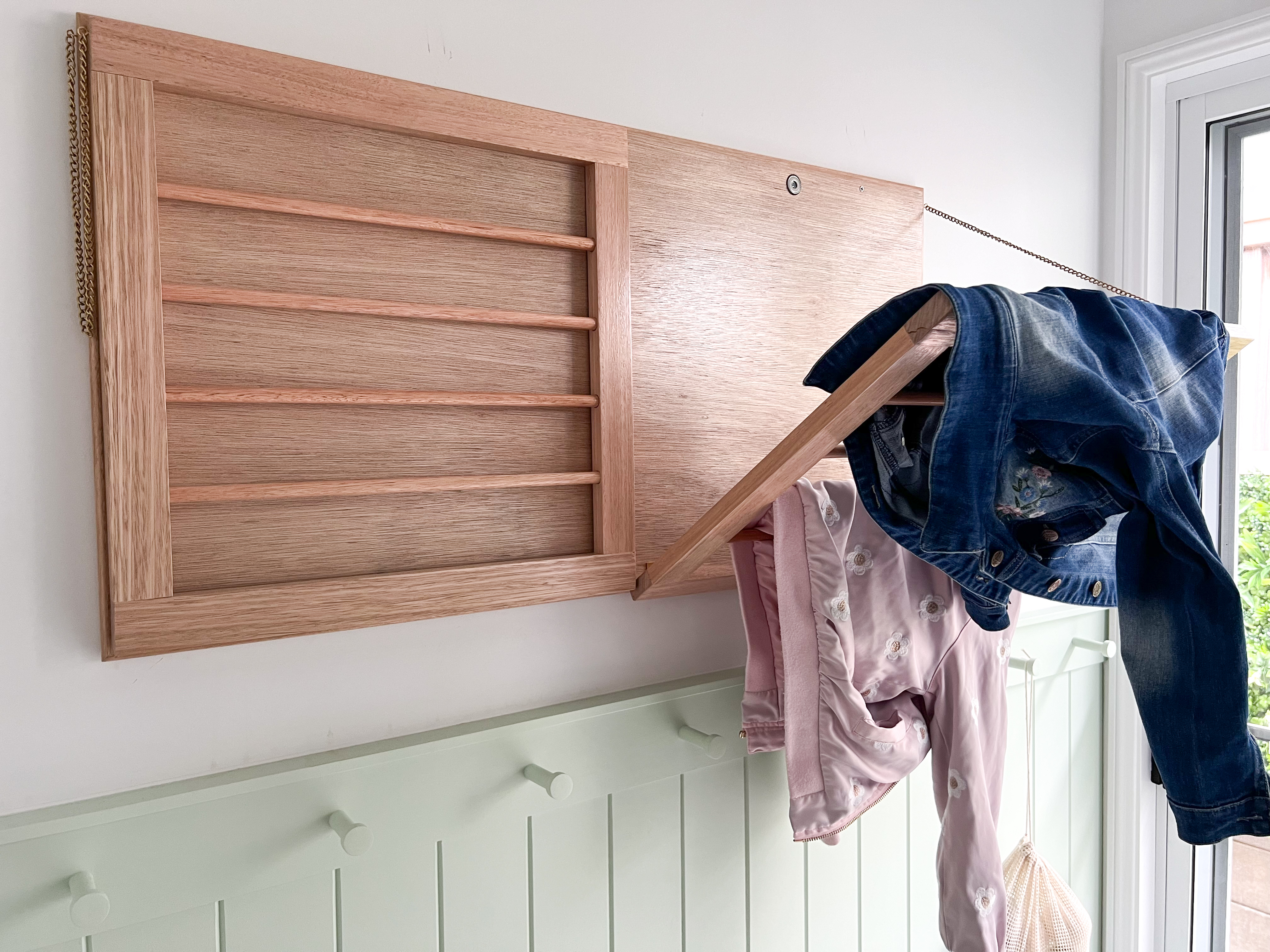 DIY Clothes Rack in use