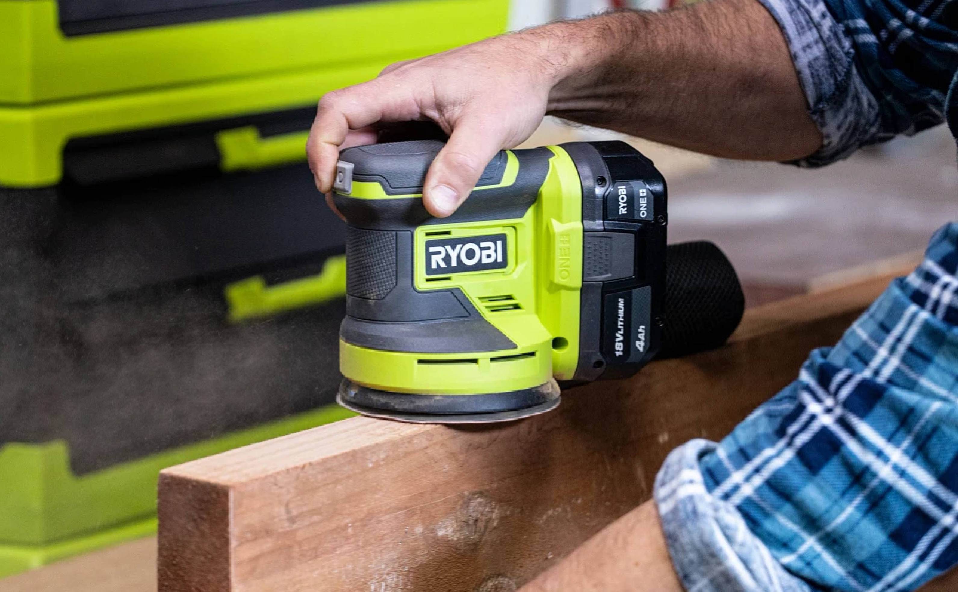 RYOBI 18V ONE+ Orbital Sander in action